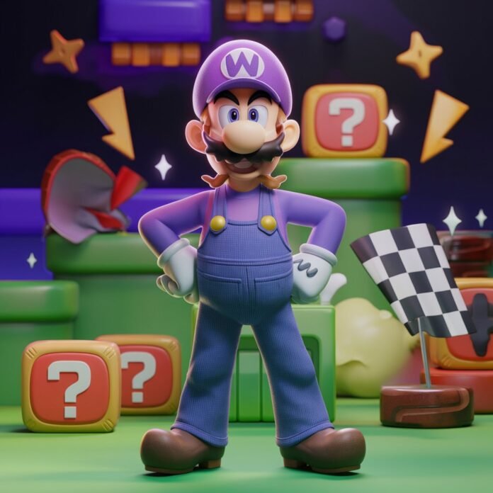 nintendo character in purple overalls nyt